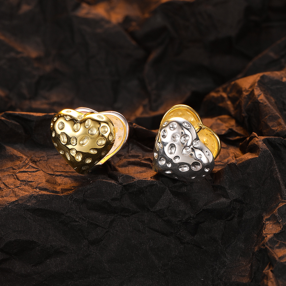 1 Pair Casual Heart Shape Plating Sterling Silver 24k Gold Plated Silver Plated Ear Studs display picture 1