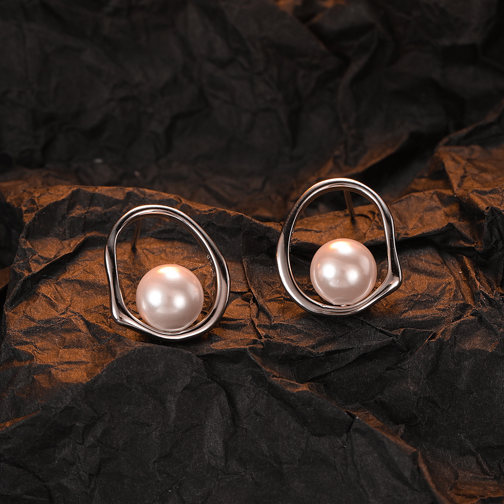 1 Pair Simple Style Round Plating Sterling Silver White Gold Plated Ear Studs display picture 2