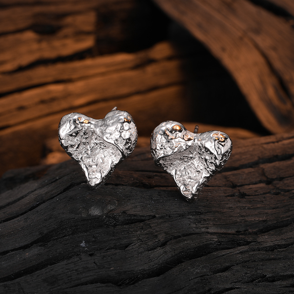 1 Pair Casual Heart Shape Plating Sterling Silver 24k Gold Plated White Gold Plated Ear Studs display picture 5