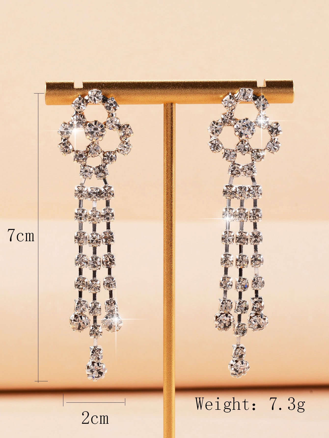 1 Pair Shiny Flower Tassel Inlay Copper Zircon Drop Earrings display picture 2