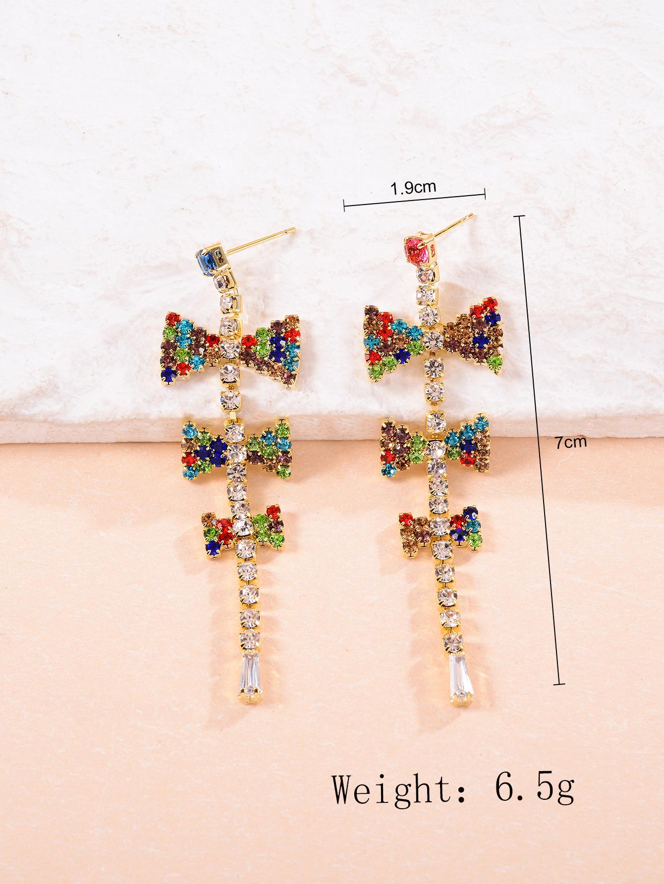 1 Pair Original Design Shiny Bow Knot Inlay Zircon Zircon Drop Earrings display picture 6