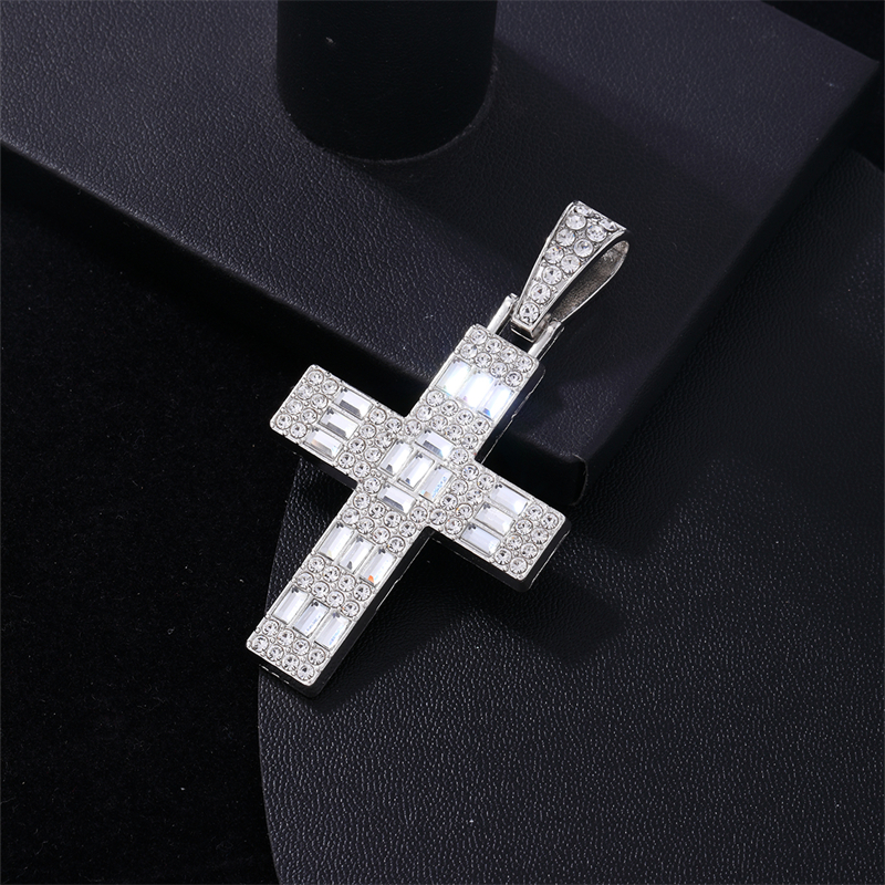 Hip-hop Cross Stainless Steel Plating Inlay Rhinestones Gold Plated Silver Plated Men's Charms Necklace display picture 8