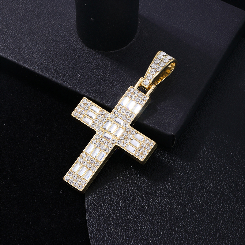 Hip-hop Cross Stainless Steel Plating Inlay Rhinestones Gold Plated Silver Plated Men's Charms Necklace display picture 7