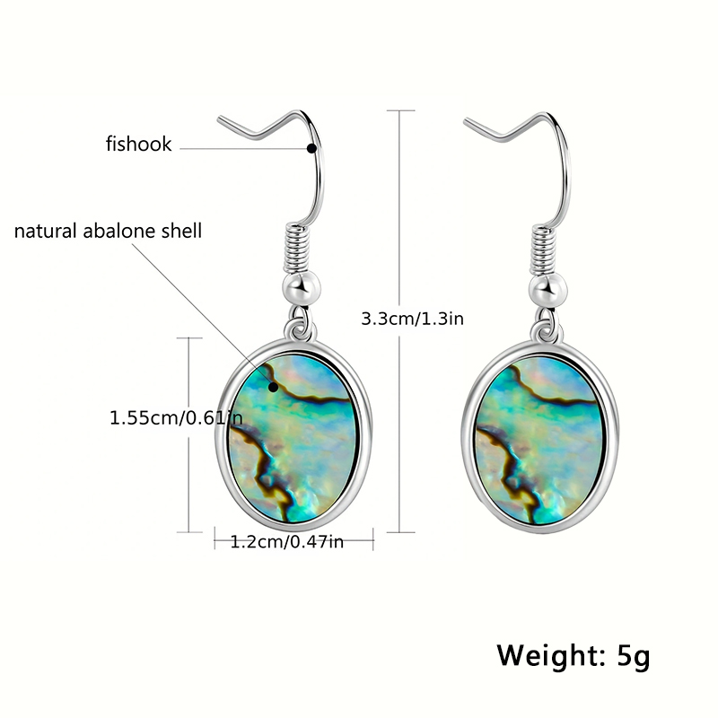 1 Pair Simple Style Oval Plating Inlay Copper Shell White Gold Plated Drop Earrings display picture 2