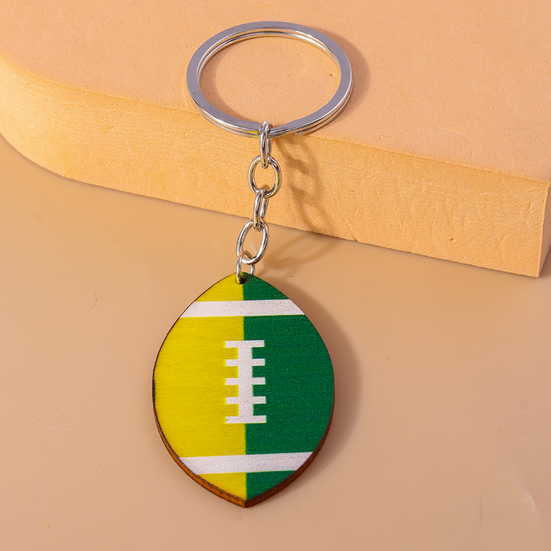 Sports Football Wood Zinc Alloy Bag Pendant Keychain display picture 3