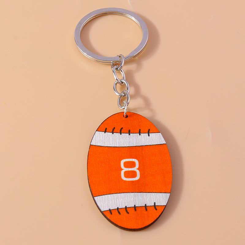 Sports Football Wood Zinc Alloy Bag Pendant Keychain display picture 14