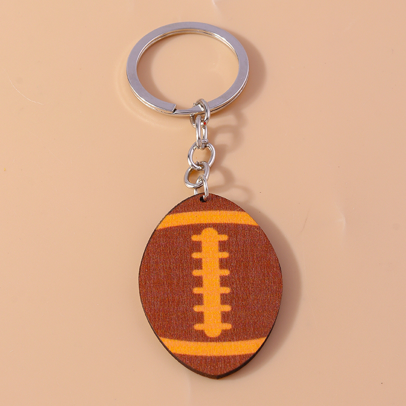 Sports Football Wood Zinc Alloy Bag Pendant Keychain display picture 16