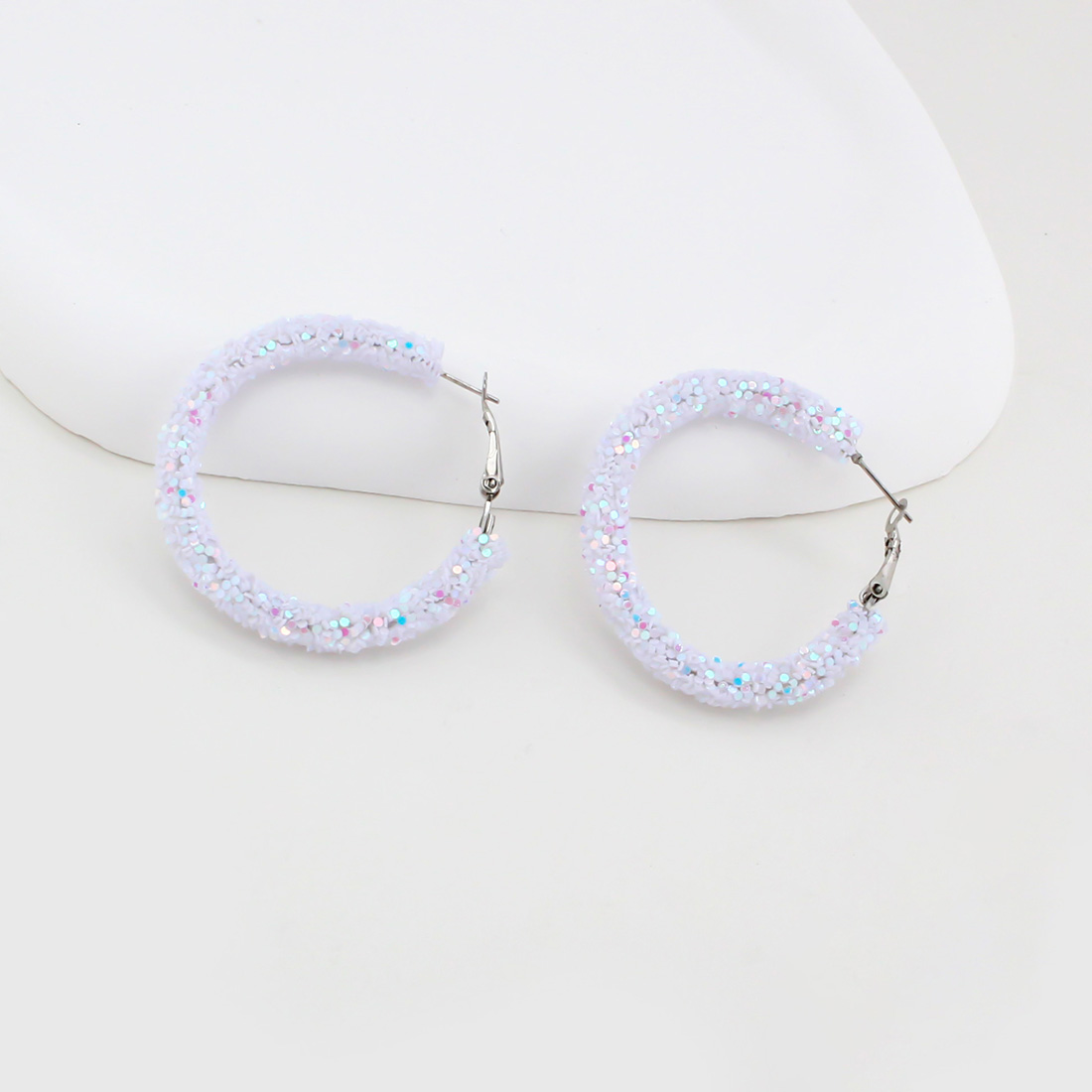 1 Pair IG Style Simple Style Circle Sequins Plastic Iron Earrings display picture 7