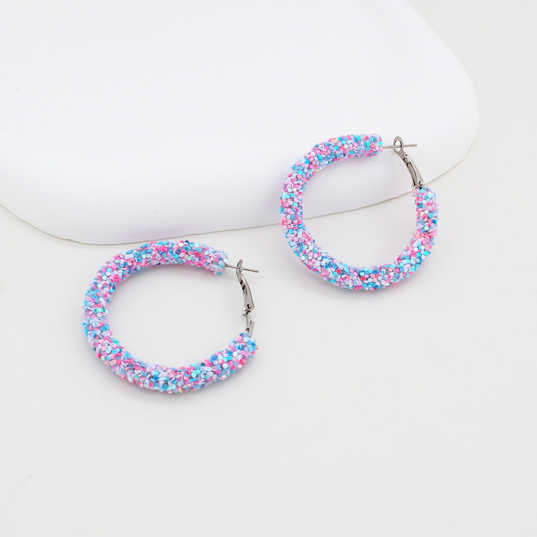 1 Pair IG Style Simple Style Circle Sequins Plastic Iron Earrings display picture 13