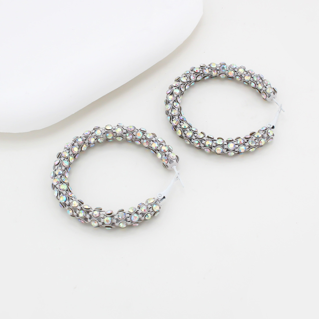 1 Pair IG Style Circle Plating Inlay Iron Rhinestones Earrings display picture 7