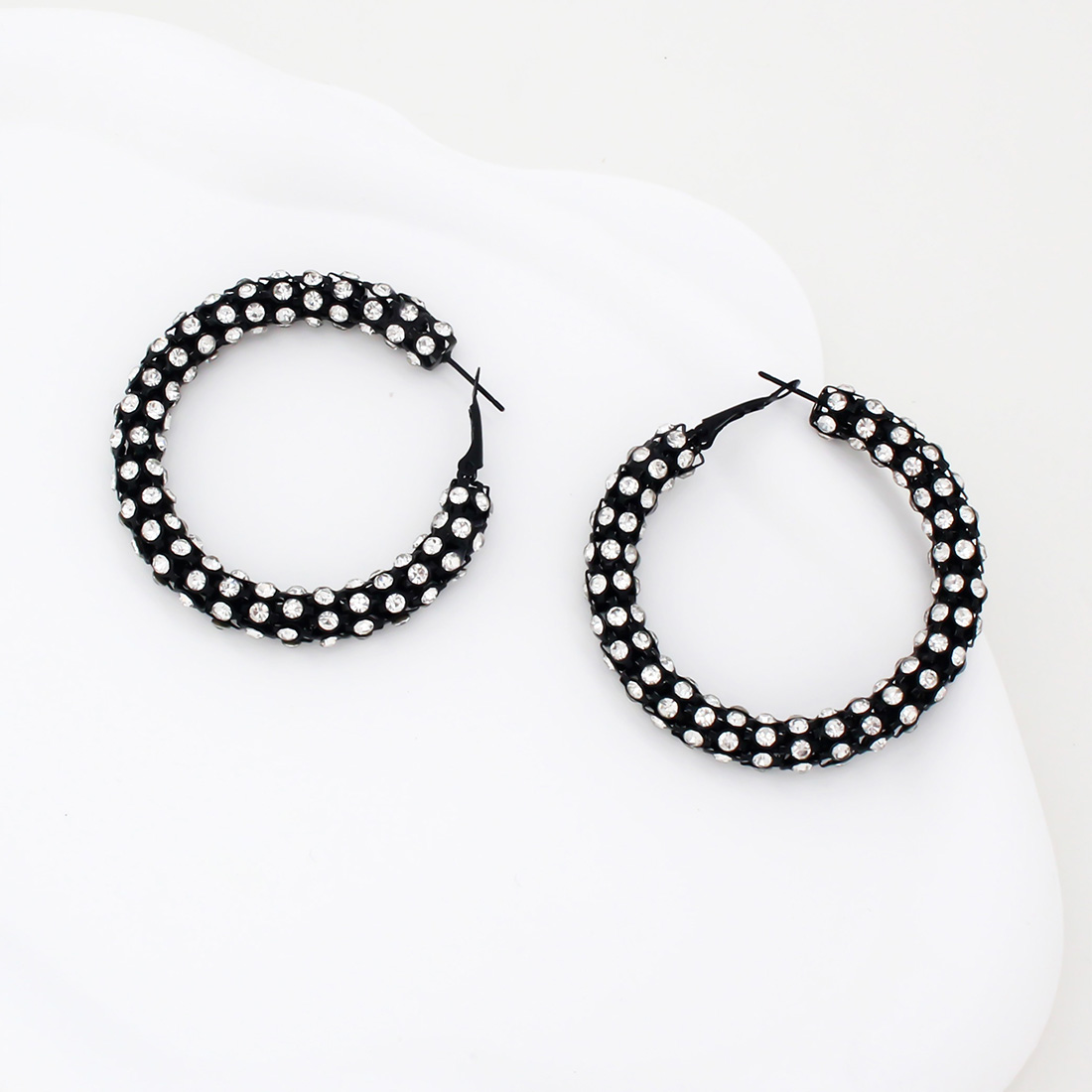 1 Pair IG Style Circle Plating Inlay Iron Rhinestones Earrings display picture 10