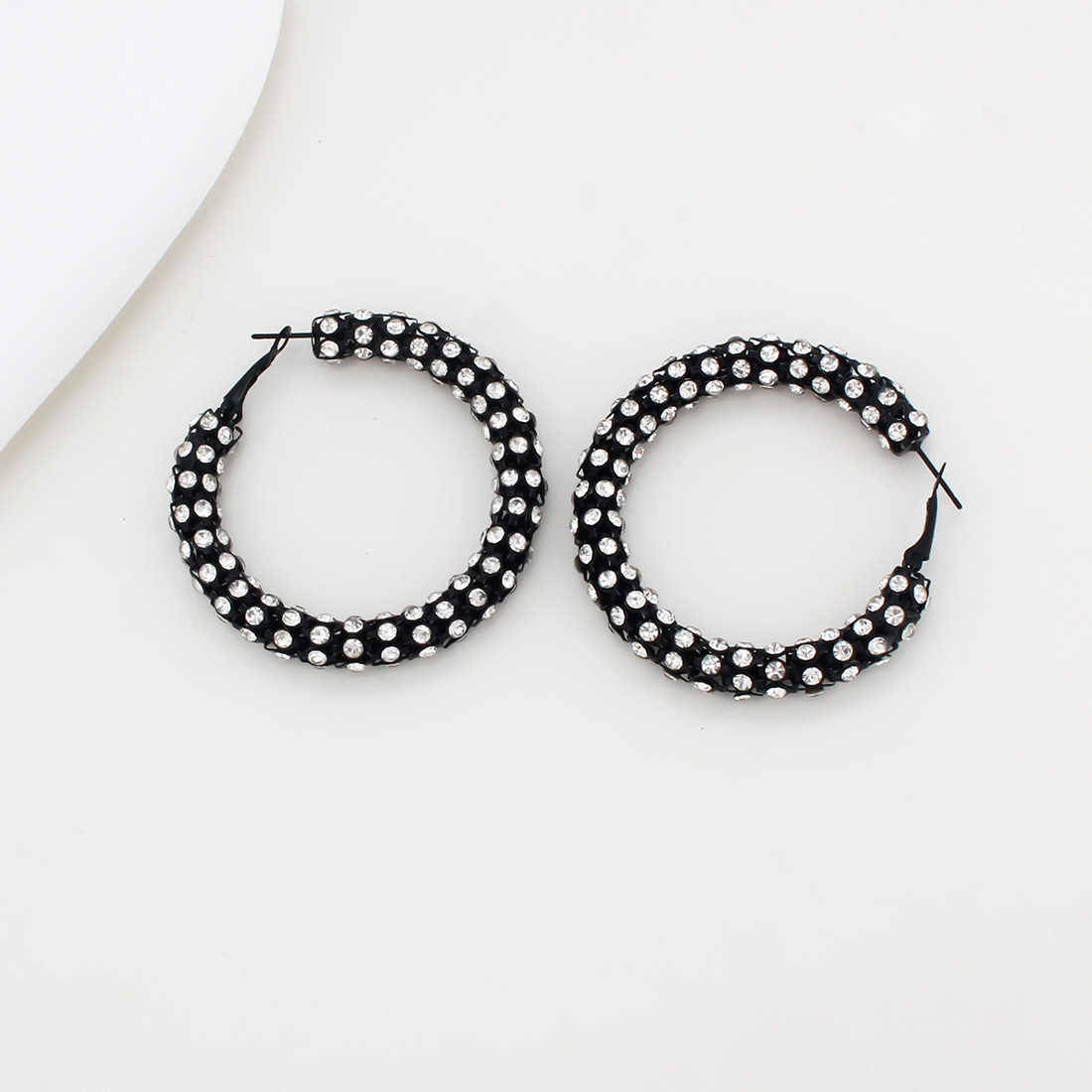 1 Pair IG Style Circle Plating Inlay Iron Rhinestones Earrings display picture 12