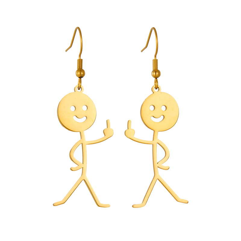 1 Pair Funny Cartoon Character Plating Titanium Steel 18k Gold Plated Drop Earrings display picture 1