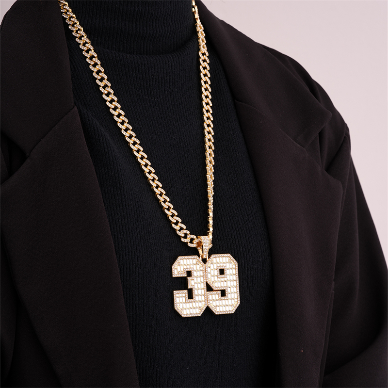 Hip-hop Letter Number Stainless Steel Alloy Plating Inlay Rhinestones Gold Plated Silver Plated Men's Charms Necklace display picture 1
