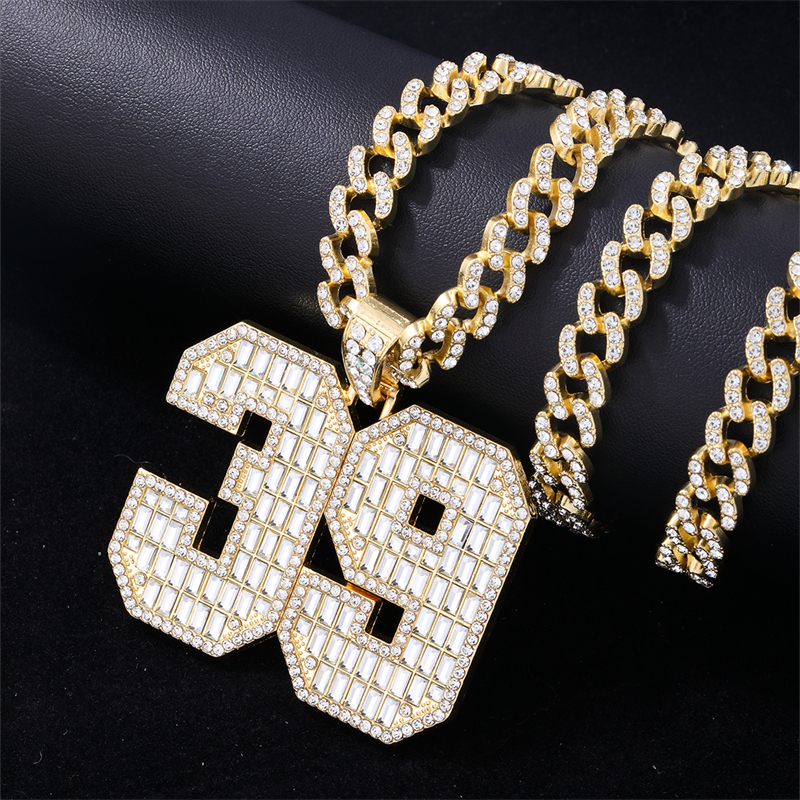 Hip-hop Letter Number Stainless Steel Alloy Plating Inlay Rhinestones Gold Plated Silver Plated Men's Charms Necklace display picture 4