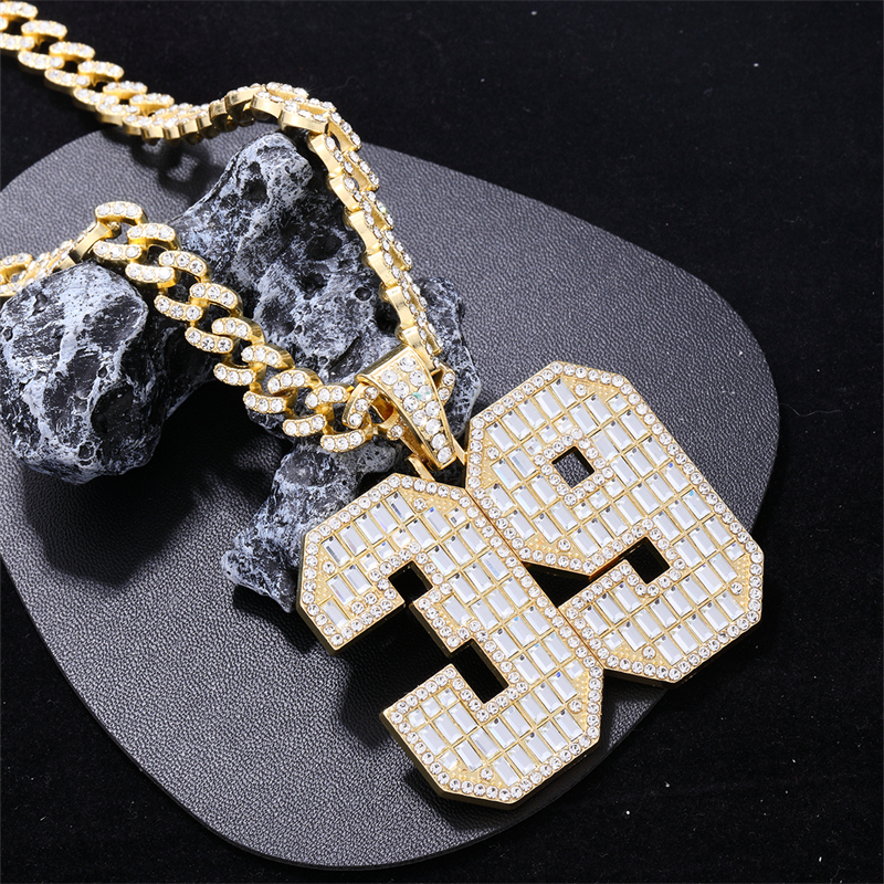 Hip-hop Letter Number Stainless Steel Alloy Plating Inlay Rhinestones Gold Plated Silver Plated Men's Charms Necklace display picture 5