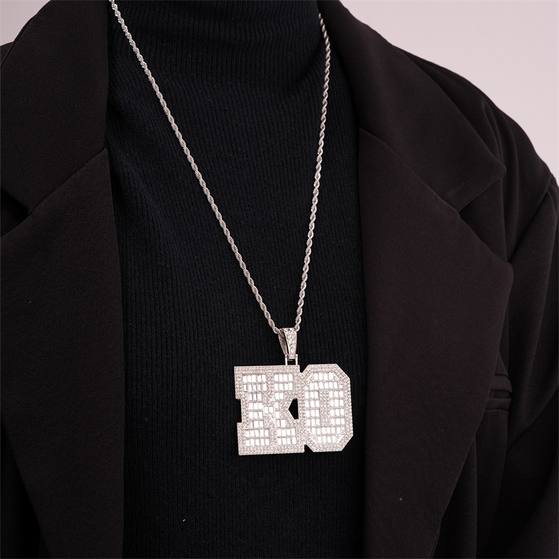 Hip-hop Letter Number Stainless Steel Alloy Plating Inlay Rhinestones Gold Plated Silver Plated Men's Charms Necklace display picture 9