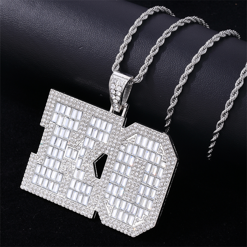 Hip-hop Letter Number Stainless Steel Alloy Plating Inlay Rhinestones Gold Plated Silver Plated Men's Charms Necklace display picture 12