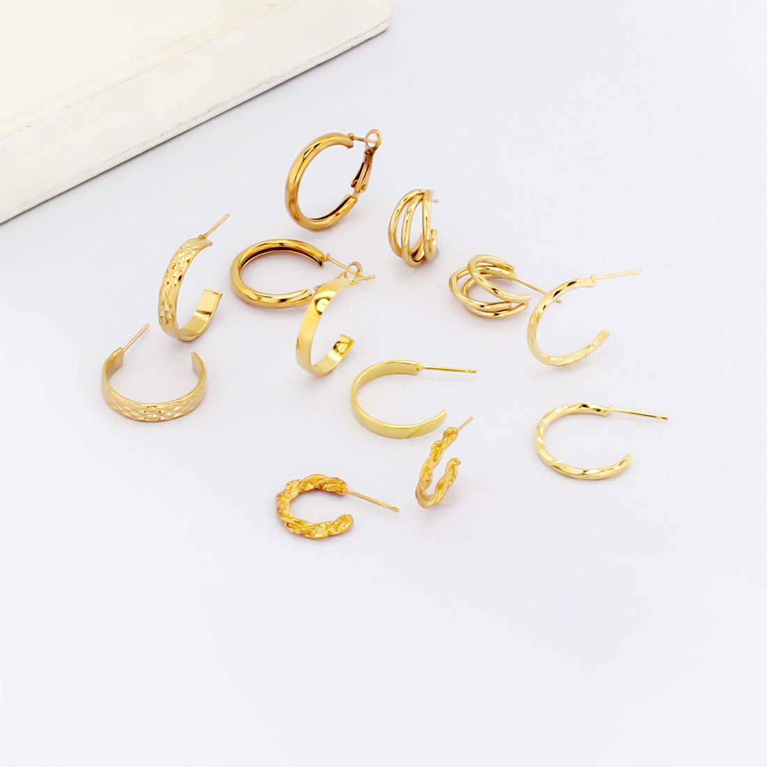 1 Set IG Style Simple Style Geometric Circle Plating Iron Earrings display picture 2
