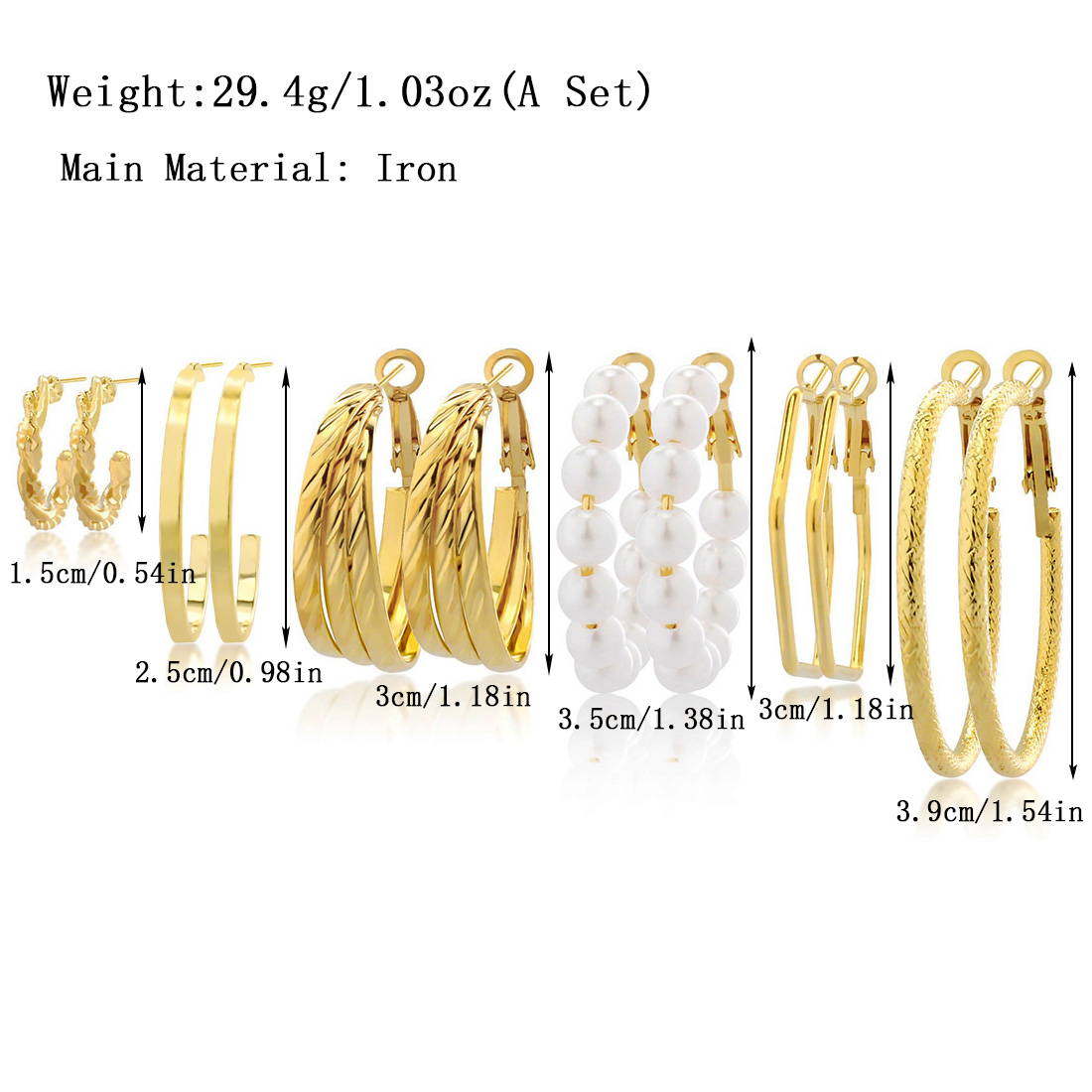 1 Set IG Style Simple Style Geometric Circle Plating Iron Earrings display picture 6