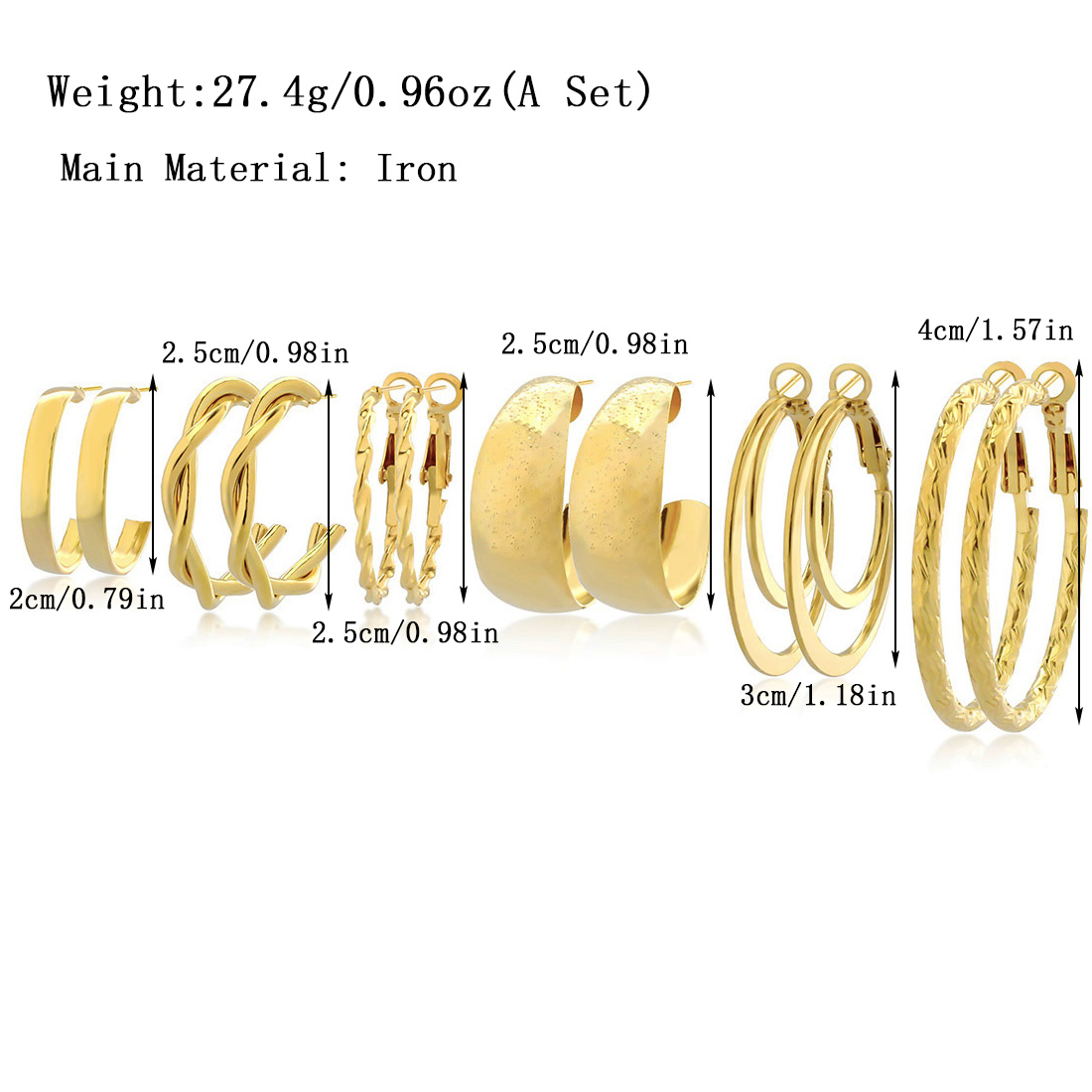 1 Set IG Style Simple Style Geometric Circle Plating Iron Earrings display picture 11