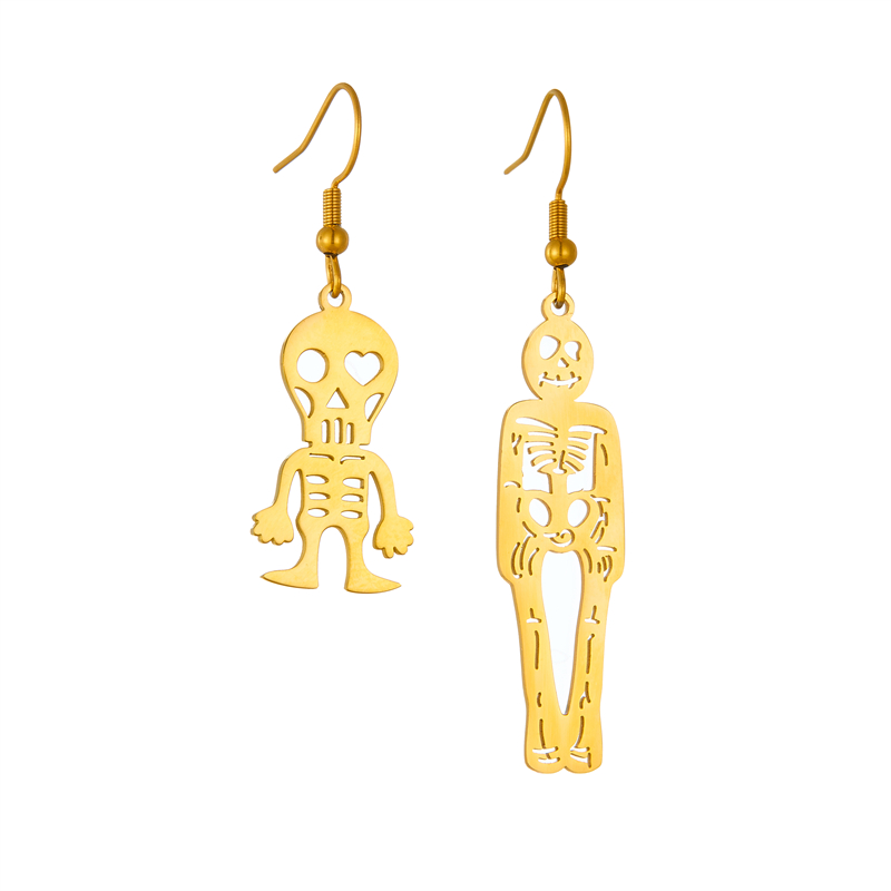 1 Pair IG Style Skeleton Plating 304 Stainless Steel No Inlaid 18K Gold Plated Drop Earrings display picture 1