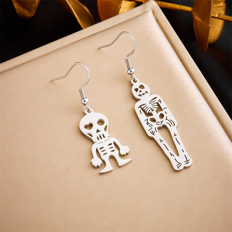 1 Pair IG Style Skeleton Plating 304 Stainless Steel No Inlaid 18K Gold Plated Drop Earrings display picture 4