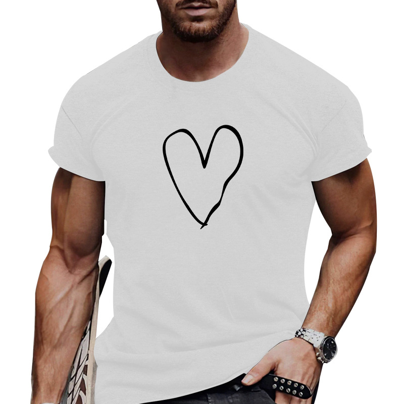 Hombres Letra Forma De Corazón Impresión Playeras Ropa Hombre display picture 4