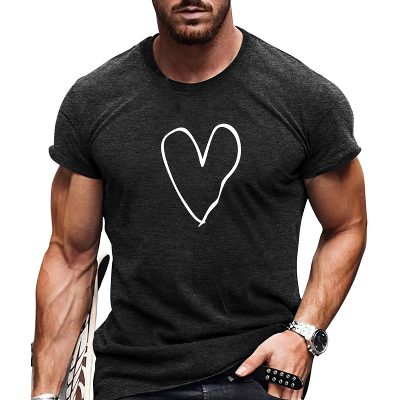 Hombres Letra Forma De Corazón Impresión Playeras Ropa Hombre display picture 5