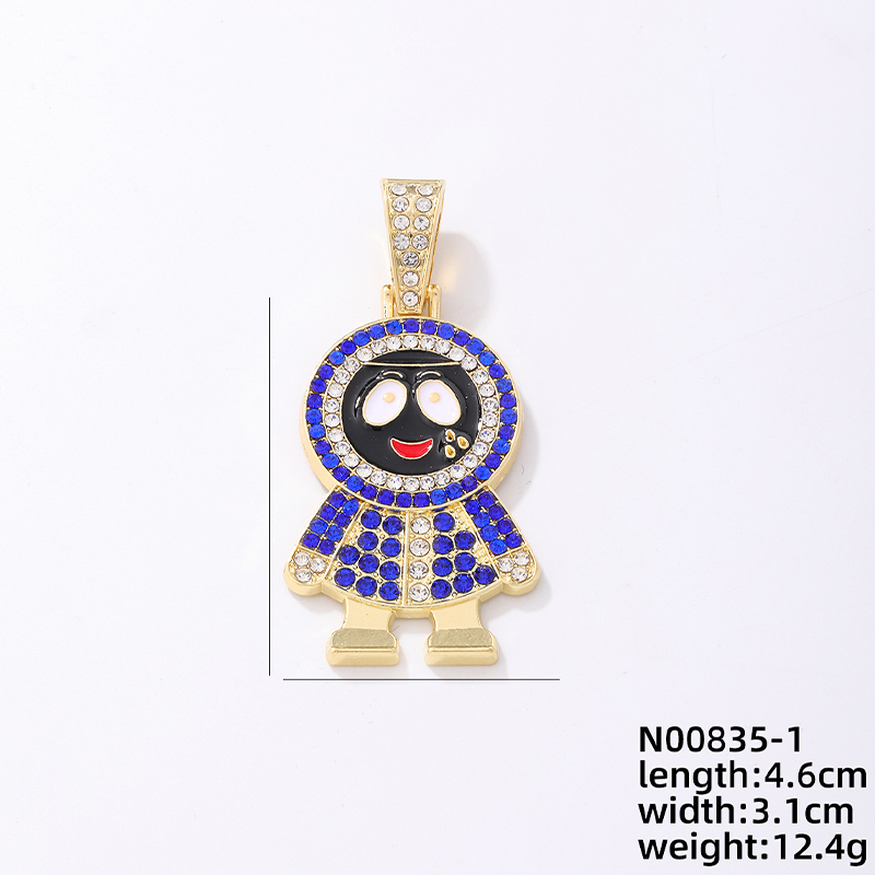 Hip-hop Cartoon Character Stainless Steel Alloy Plating Inlay Rhinestones Gold Plated Men's Charms Necklace display picture 6