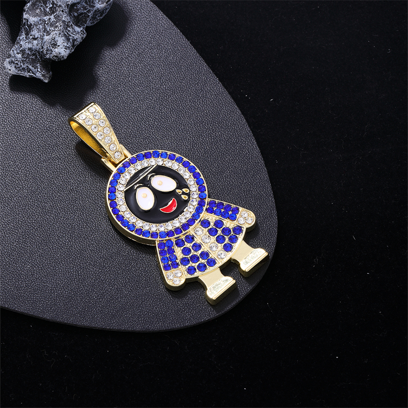 Hip-hop Cartoon Character Stainless Steel Alloy Plating Inlay Rhinestones Gold Plated Men's Charms Necklace display picture 10