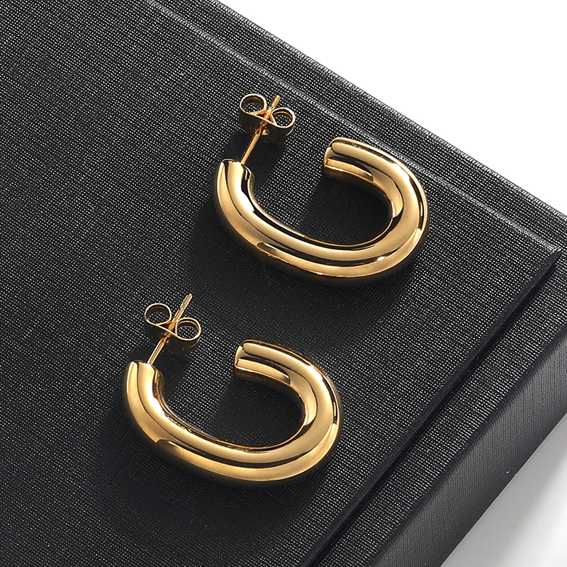 1 Pair Simple Style Classic Style Solid Color Polishing Plating Stainless Steel 18K Gold Plated Ear Studs display picture 15