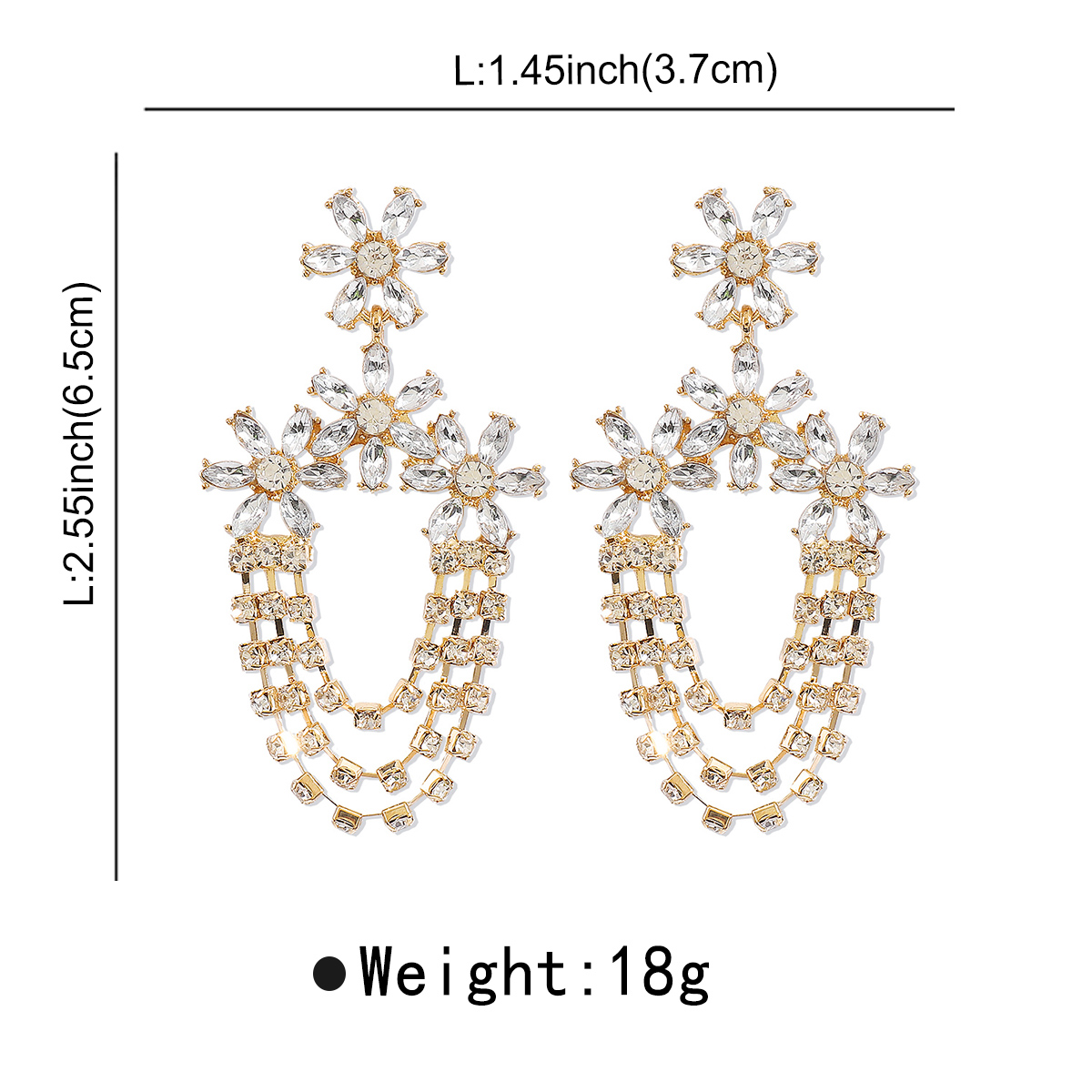 1 Pair Modern Style Simple Style Shiny Flower Chain Inlay Alloy Rhinestones Drop Earrings display picture 5