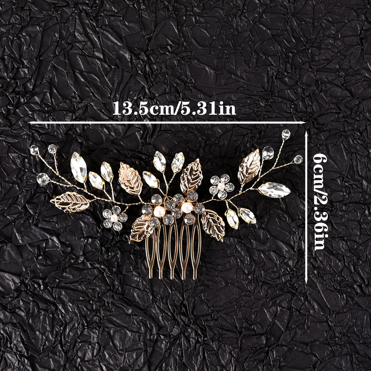 Women's Ig Style Sweet Leaves Flower Alloy Beaded Inlay Artificial Pearls Rhinestones Hair Combs display picture 9