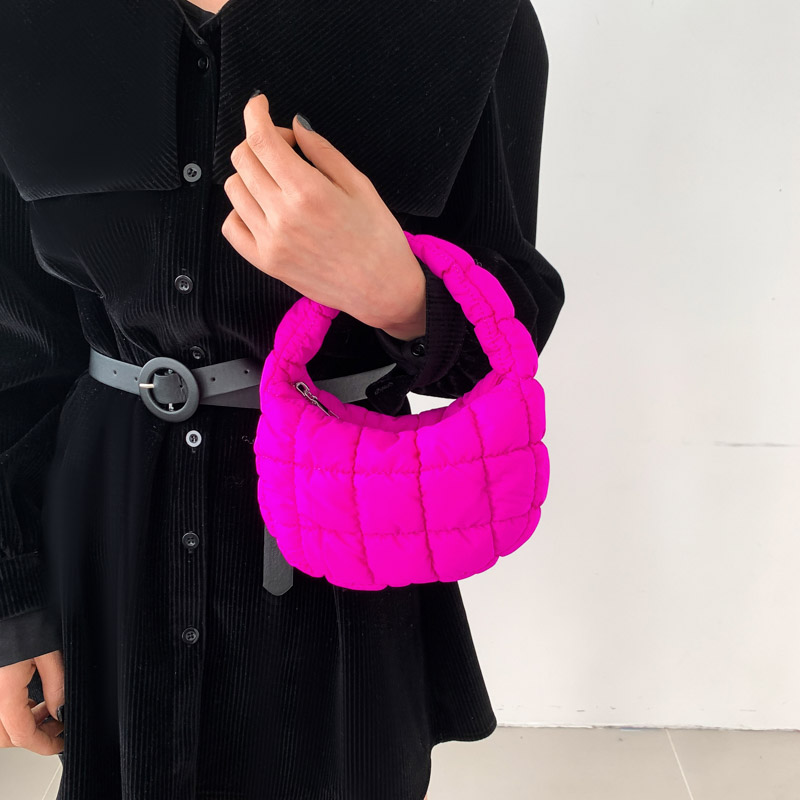 Women's Cotton Solid Color Basic Pillow Shape Zipper Shoulder Bag Handbag Underarm Bag display picture 7