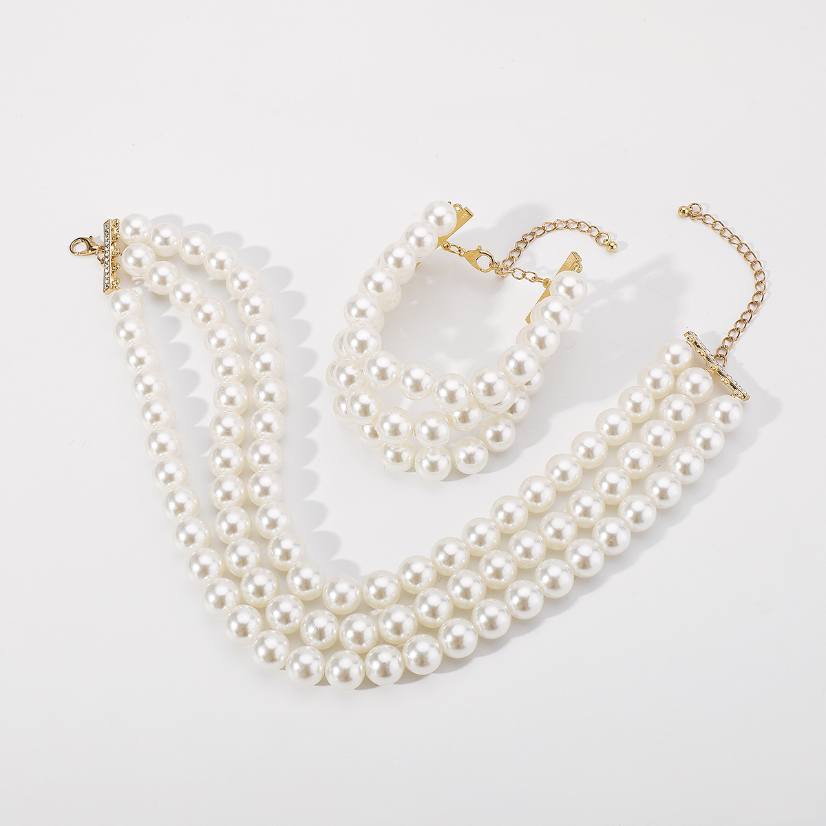 Elegant Modern Style Simple Style Round Imitation Pearl Beaded Women's Bracelets Necklace display picture 7