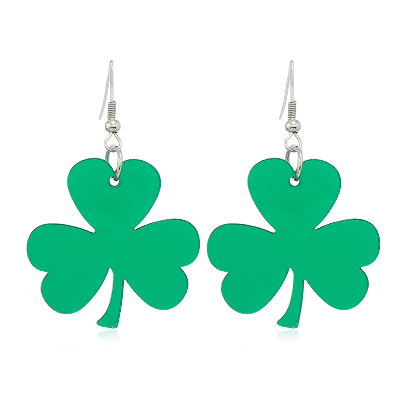 1 Pair Ig Style Casual Shamrock Lips Frog Plating Arylic Silver Plated Drop Earrings display picture 2