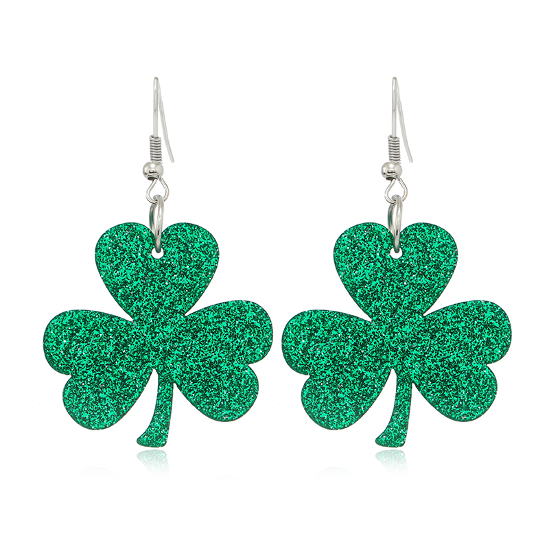 1 Pair Ig Style Casual Shamrock Lips Frog Plating Arylic Silver Plated Drop Earrings display picture 12