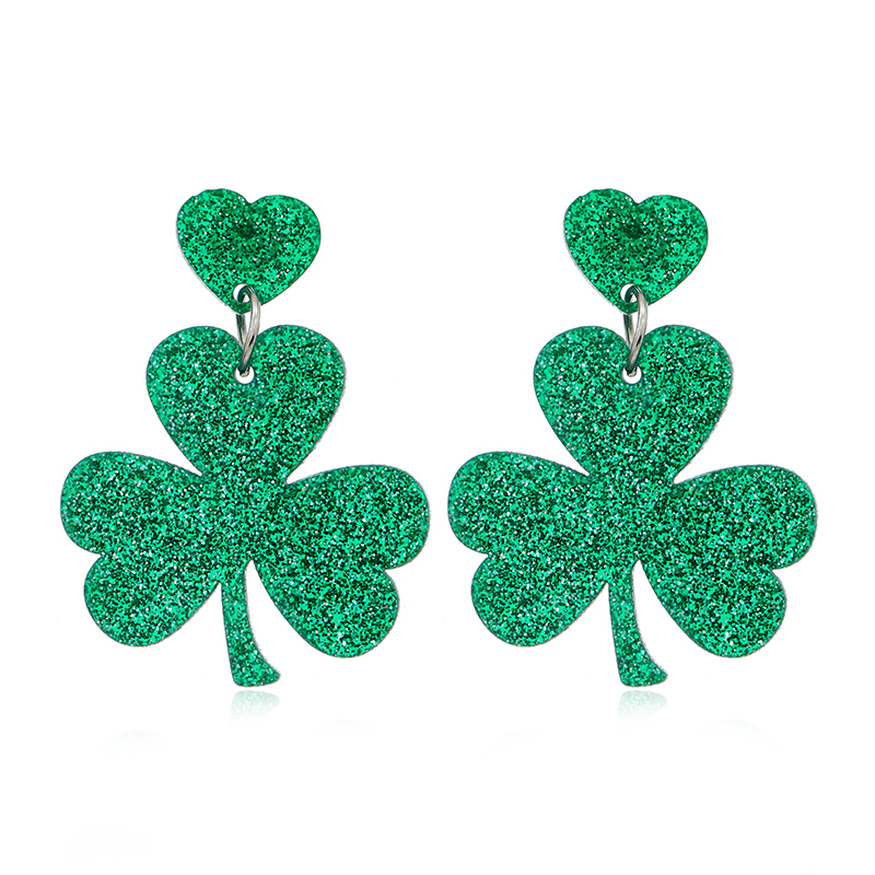 1 Pair Ig Style Casual Shamrock Lips Frog Plating Arylic Silver Plated Drop Earrings display picture 23