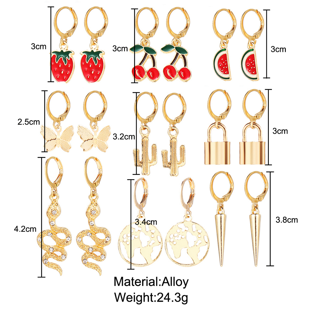 1 Set Cute Commute Korean Style Cherry Strawberry Snake Enamel Plating Inlay Alloy Artificial Gemstones Artificial Crystal Artificial Diamond Gold Plated Silver Plated Drop Earrings display picture 2