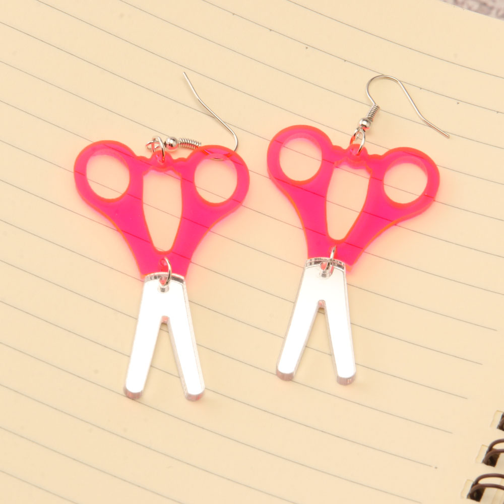1 Pair Funny Scissors Stainless Steel Arylic Drop Earrings display picture 3