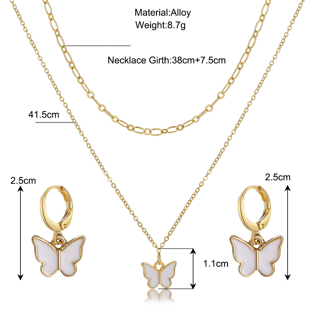 Ig Style Sweet Butterfly Alloy Enamel Plating Gold Plated Women's Jewelry Set display picture 1