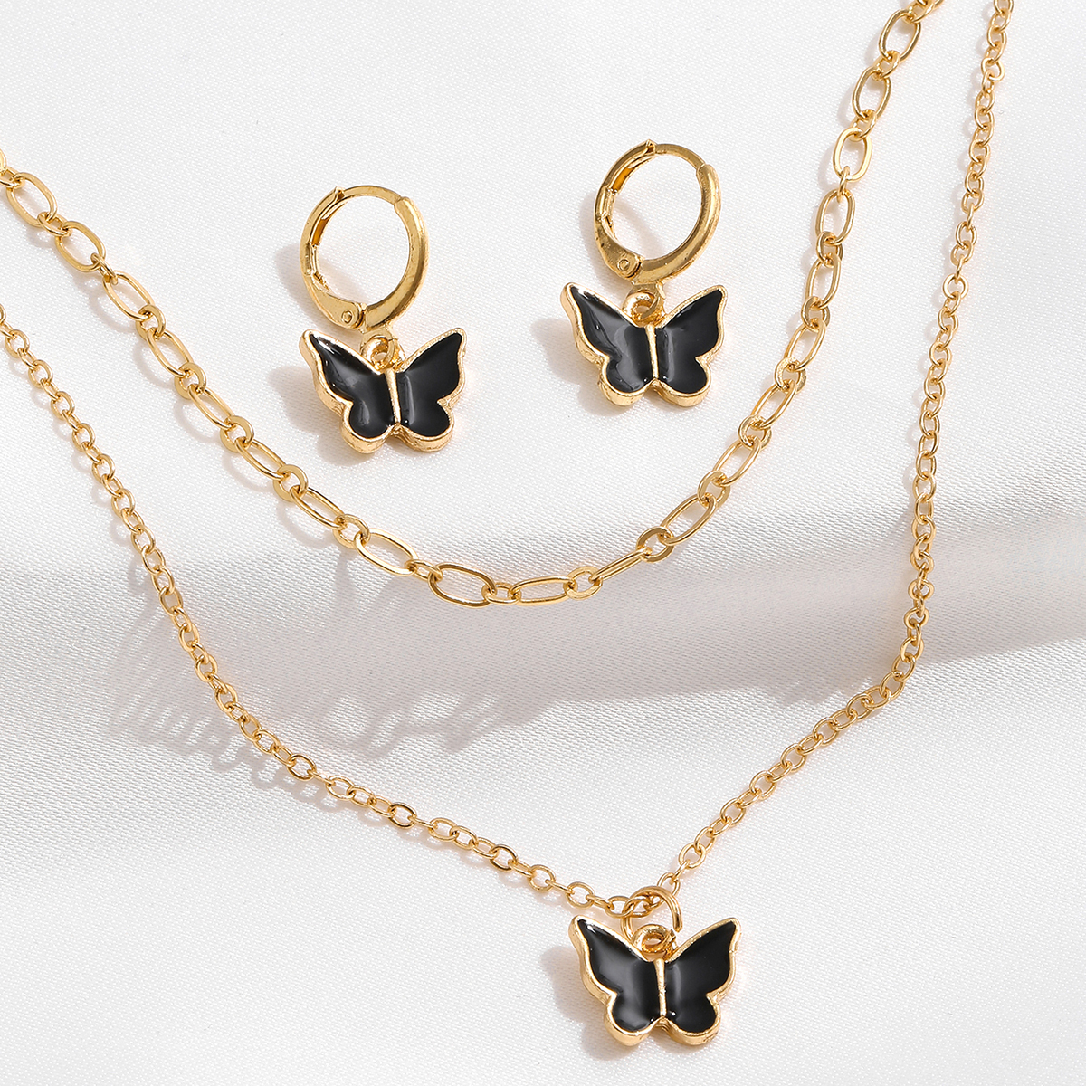 Ig Style Sweet Butterfly Alloy Enamel Plating Gold Plated Women's Jewelry Set display picture 5