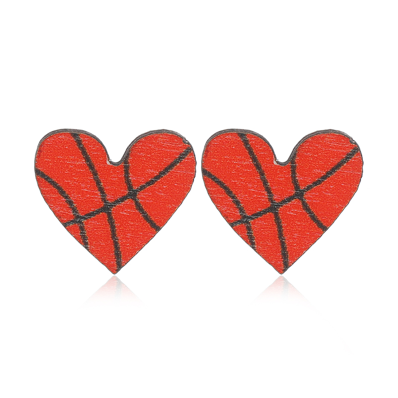 1 Pair Cute Heart Shape Wood Silver Plated Ear Studs display picture 4
