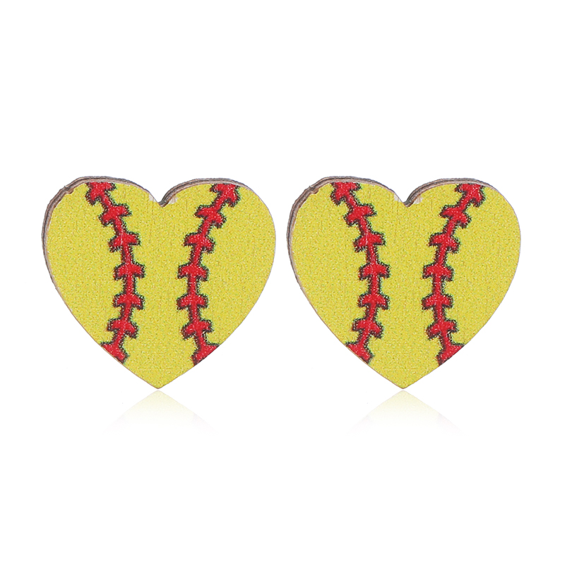 1 Pair Cute Heart Shape Wood Silver Plated Ear Studs display picture 8