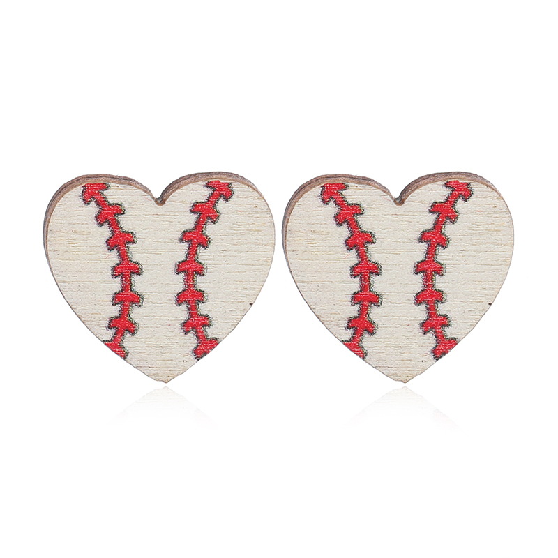 1 Pair Cute Heart Shape Wood Silver Plated Ear Studs display picture 9
