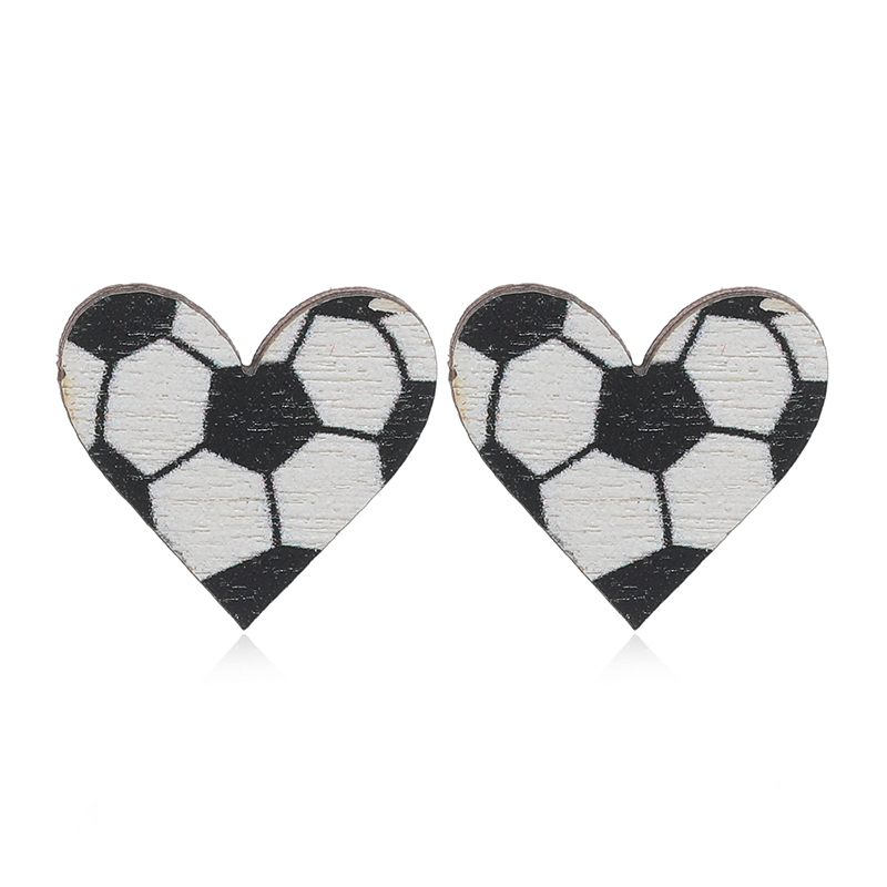 1 Pair Cute Heart Shape Wood Silver Plated Ear Studs display picture 17
