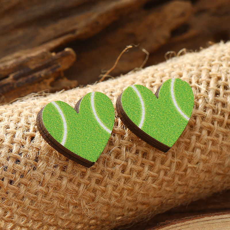 1 Pair Cute Heart Shape Wood Silver Plated Ear Studs display picture 29