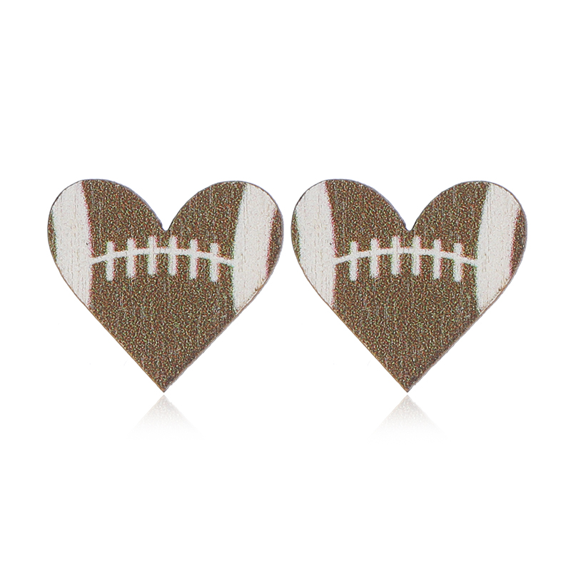 1 Pair Cute Heart Shape Wood Silver Plated Ear Studs display picture 32