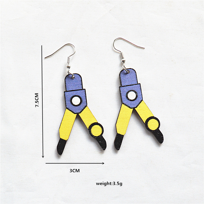 1 Pair Cartoon Style Book Wood Metal Drop Earrings display picture 2